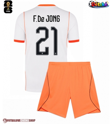 Nizozemsko Frenkie de Jong #21 Venkovní dres komplet pro Děti MS 2026 Krátkým Rukávem (+ Krátké kalhoty)